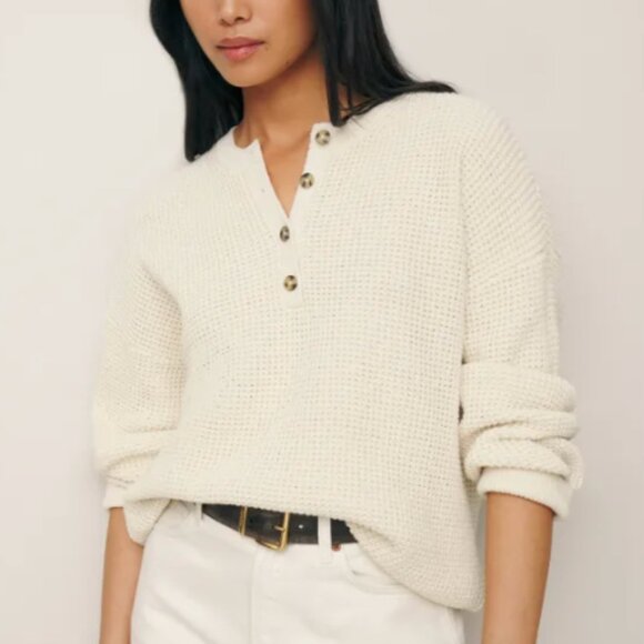 Reformation - Georgie Cotton Henley - Cream/White - Picture 1 of 4